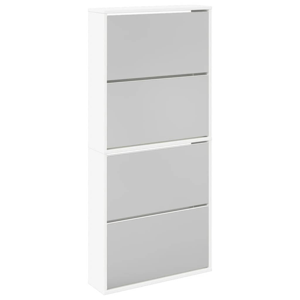 Vidaxl -Schuhschrank mit 4 Spiegeln 63x17x134 cm Weiß