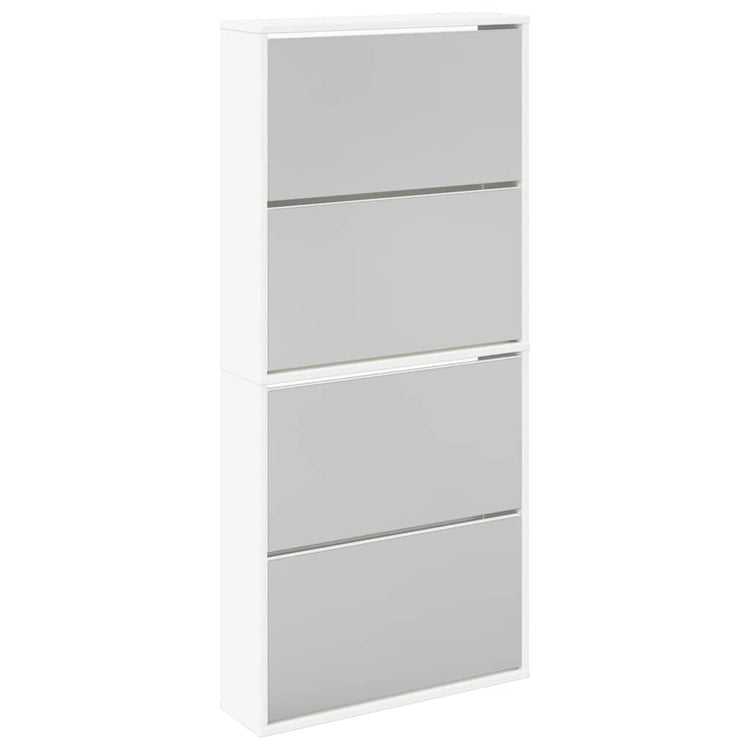 Vidaxl -Schuhschrank mit 4 Spiegeln 63x17x134 cm Weiß