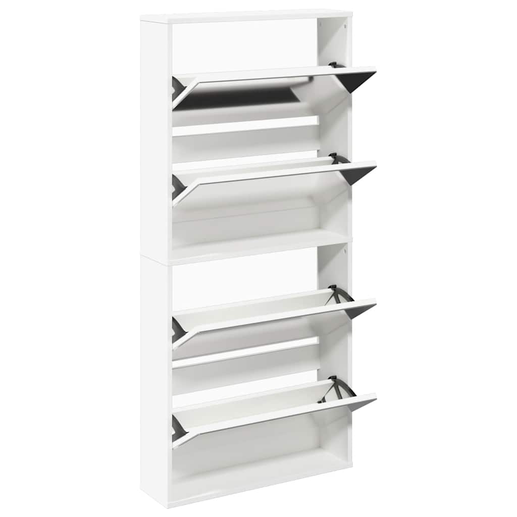 Vidaxl -Schuhschrank mit 4 Spiegeln 63x17x134 cm Weiß