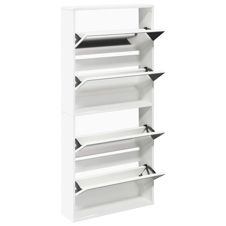 Vidaxl -Schuhschrank mit 4 Spiegeln 63x17x134 cm Weiß