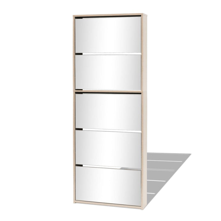 Vidaxl -Schuhschrank mit 5 Spiegeln 63x17x169.5 cm Eiche