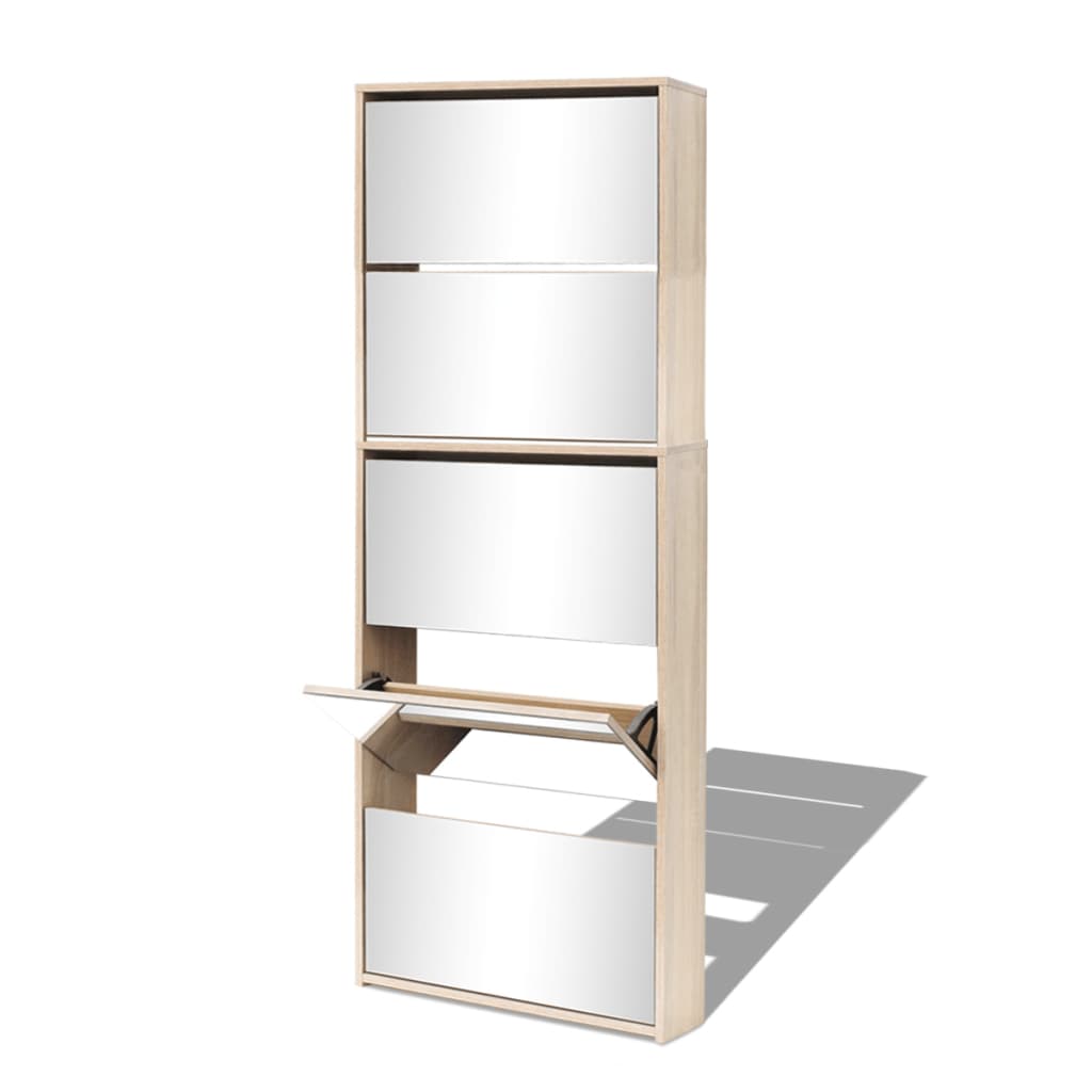Vidaxl -Schuhschrank mit 5 Spiegeln 63x17x169.5 cm Eiche