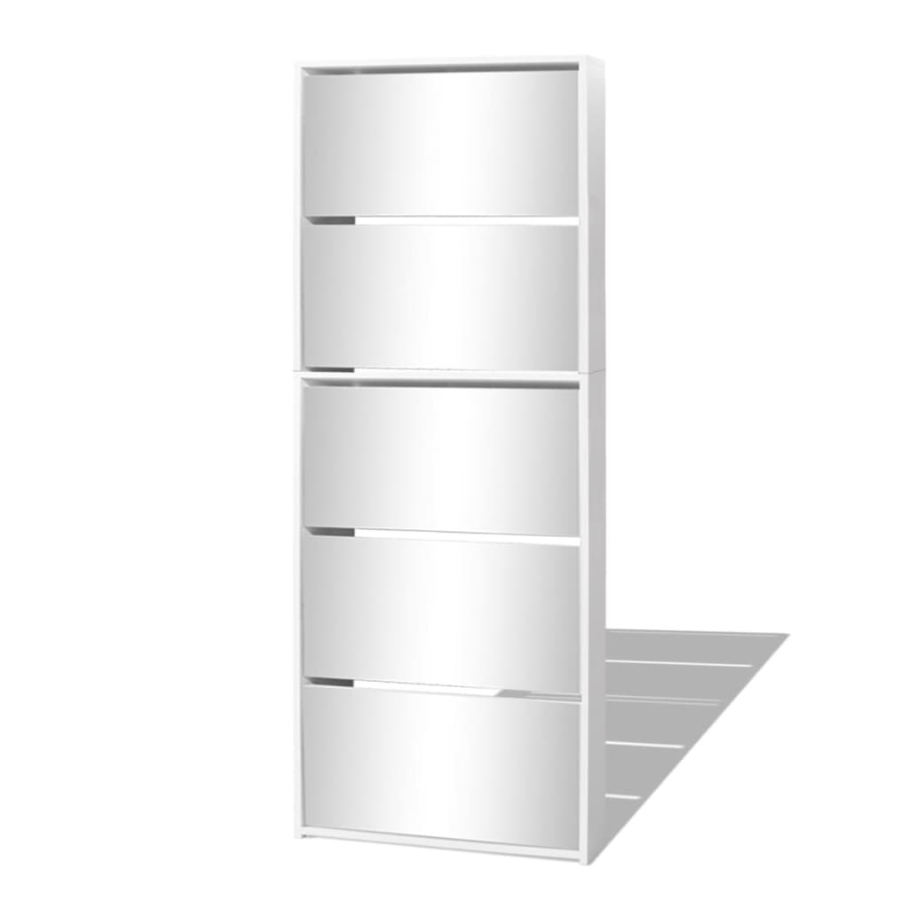 Vidaxl -Schuhschrank mit 5 Spiegeln 63x17x169.5 cm Weiß