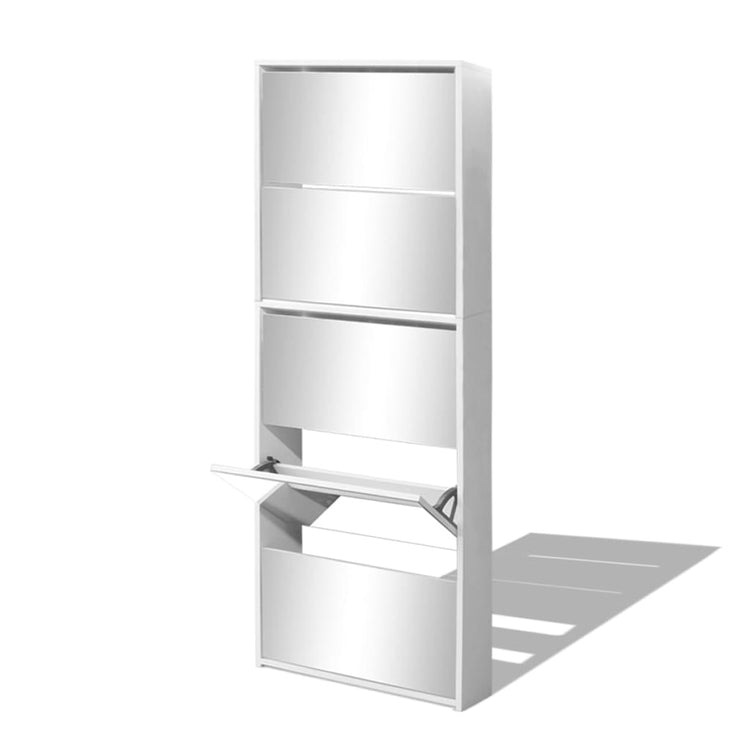 Vidaxl -Schuhschrank mit 5 Spiegeln 63x17x169.5 cm Weiß