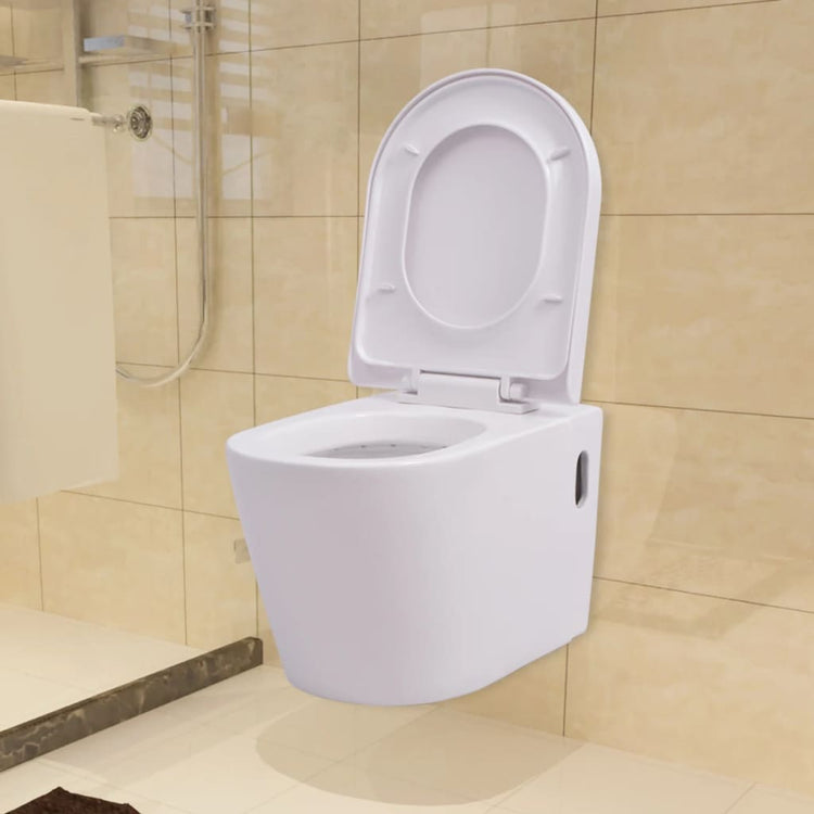 Vidaxl hängende Toilette mit verstecktem Zisternkeramikweiß