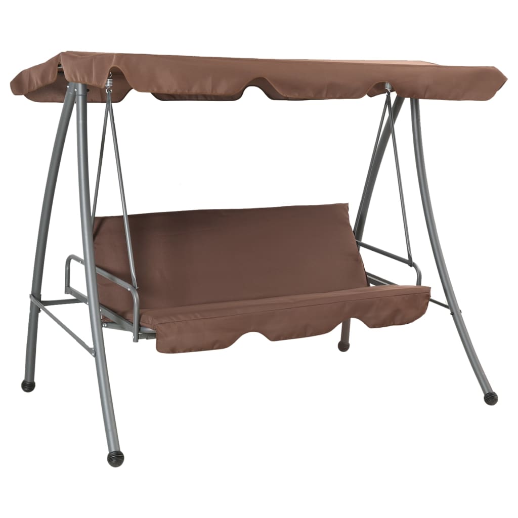 Vidaxl Swing Bench für Outdoor mit Luifel -Kaffee -gelenkt