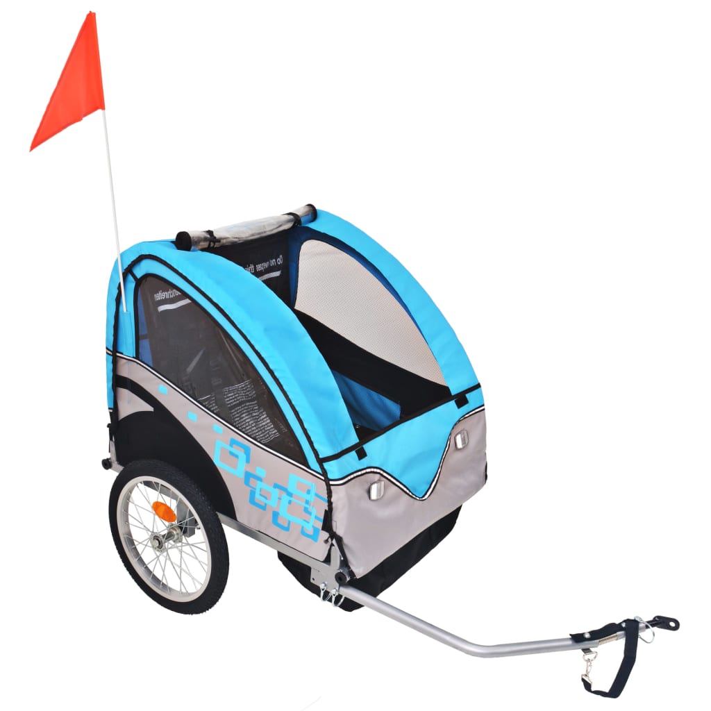 Vidaxl Fahrradanhänger 30 kg grau und blau