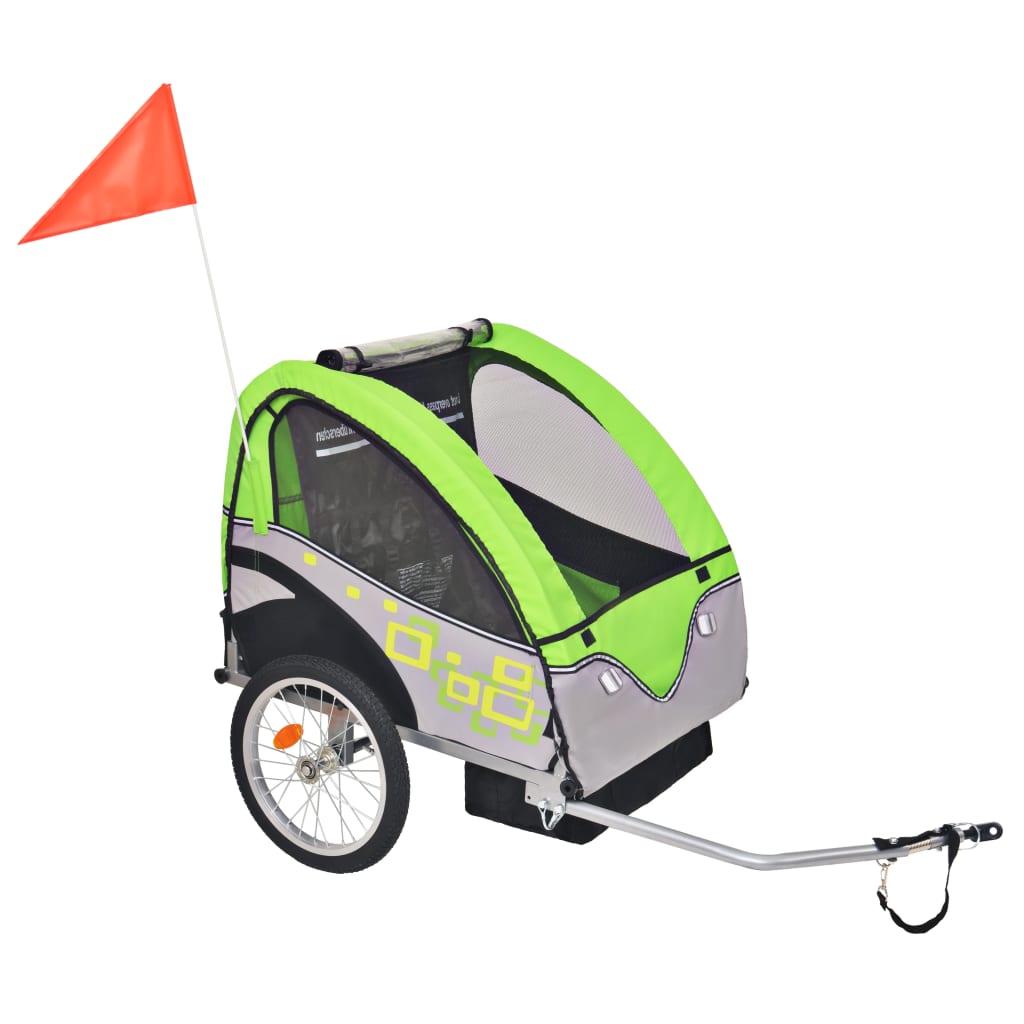 Vidaxl Fahrradanhänger 30 kg grau und grün