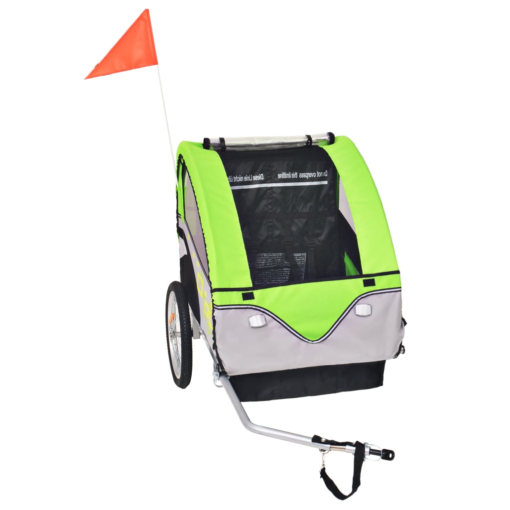 Vidaxl Fahrradanhänger 30 kg grau und grün
