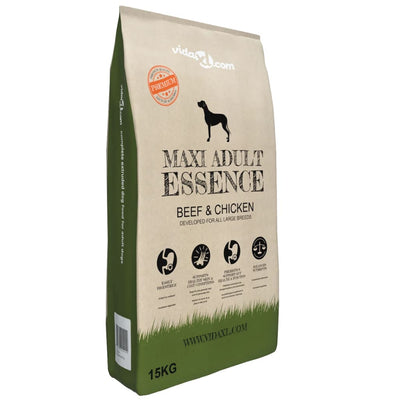 Vidaxl Premium Hundefutter trocken Maxi Erwachsene Essence Rindhuhn 15 kg