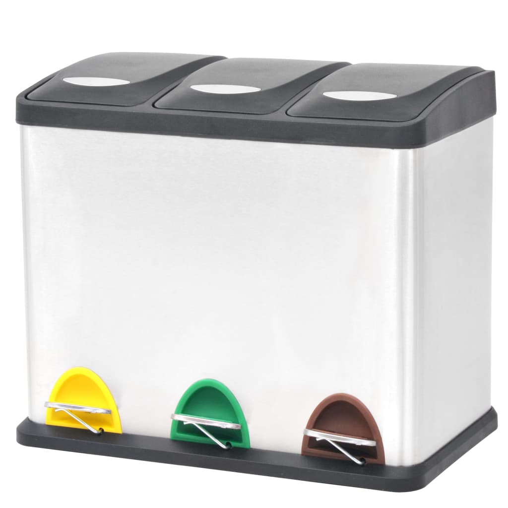 Vidaxl -Pedalbehälter für das Recycling von 24 l Edelstahl