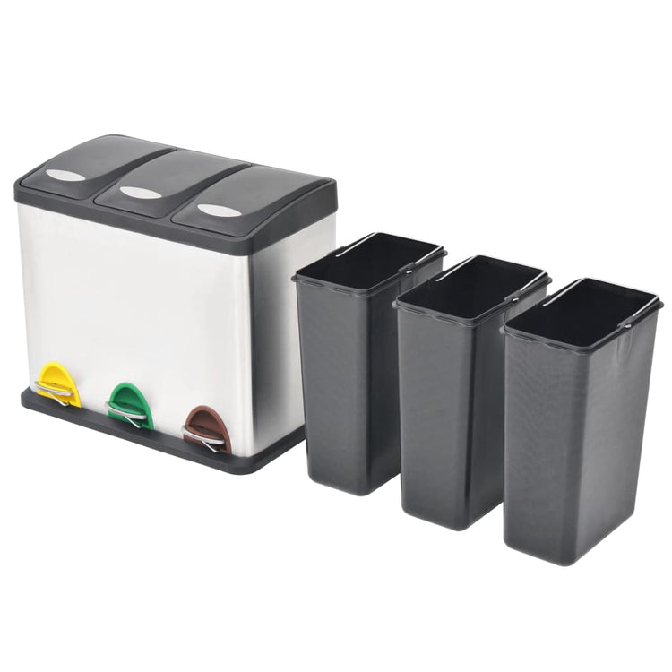 Vidaxl -Pedalbehälter für das Recycling von 24 l Edelstahl