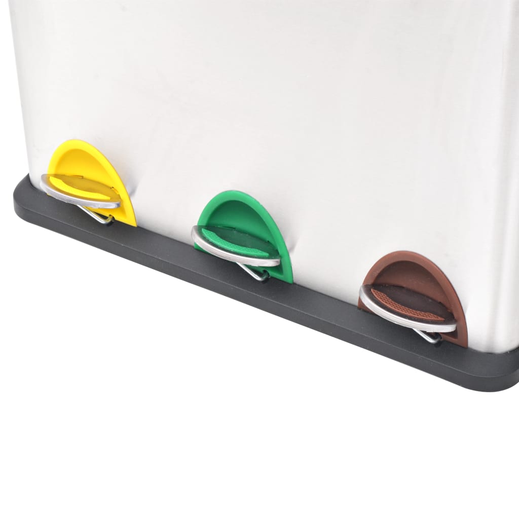 Vidaxl -Pedalbehälter für das Recycling von 24 l Edelstahl