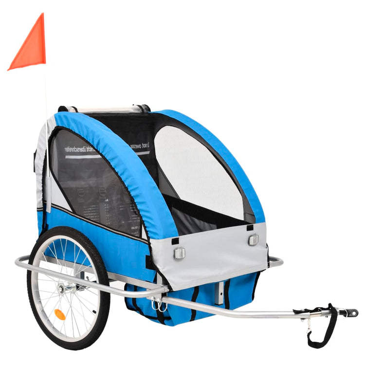 Vidaxl-Fahrradanhänger und Kinderwagen 2-in-1 blau und grau