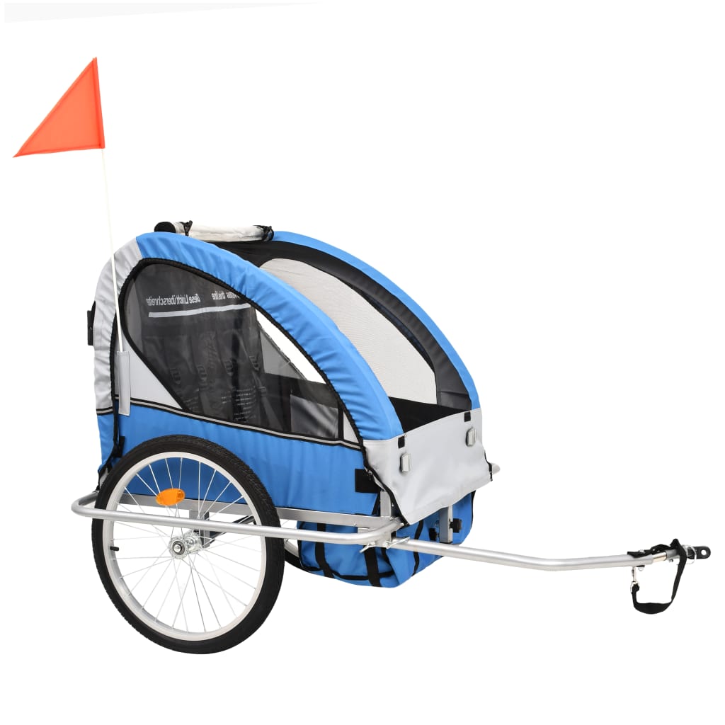 Vidaxl-Fahrradanhänger und Kinderwagen 2-in-1 blau und grau