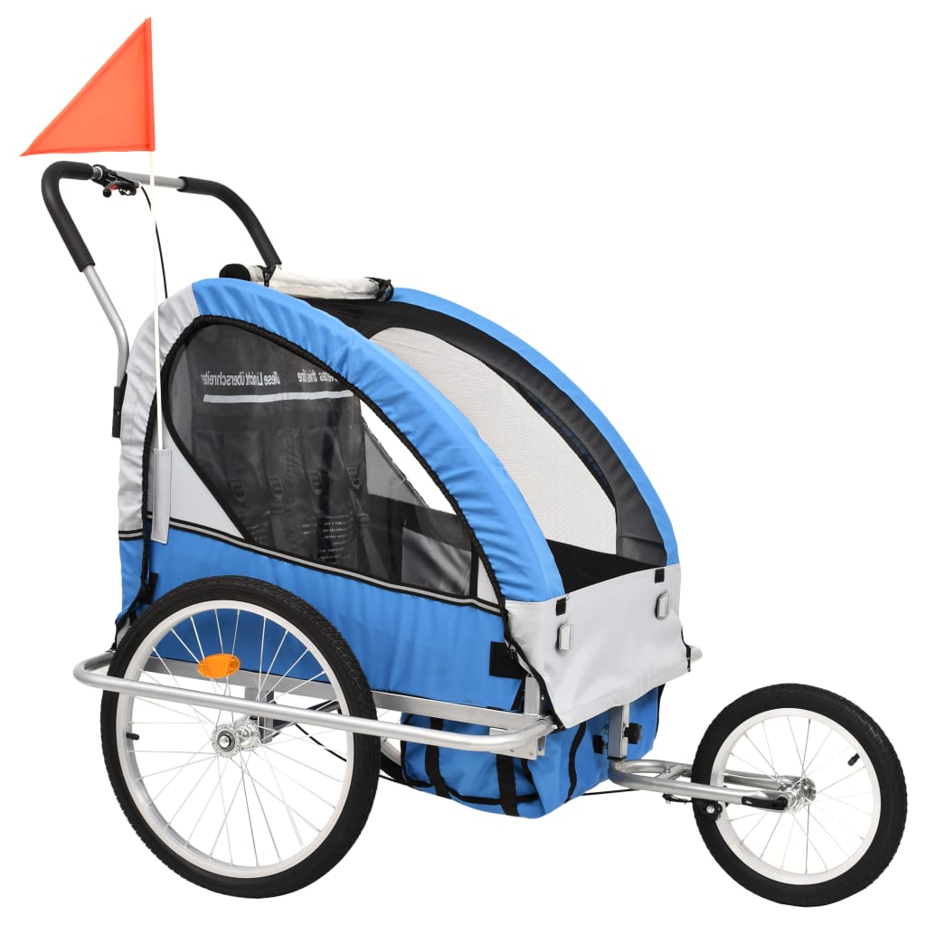 Vidaxl-Fahrradanhänger und Kinderwagen 2-in-1 blau und grau