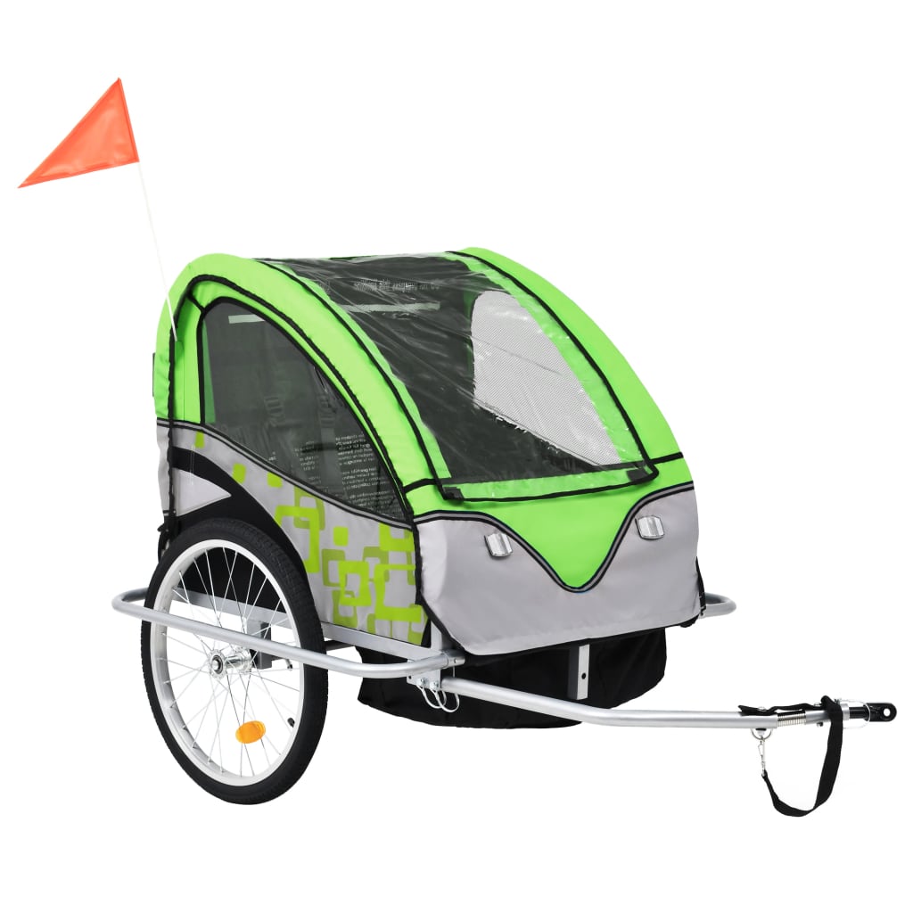 Vidaxl-Fahrradanhänger und Kinderwagen 2-in-1 grün und grau