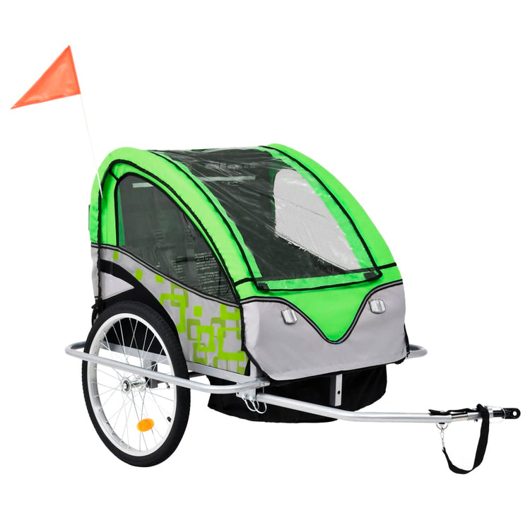 Vidaxl-Fahrradanhänger und Kinderwagen 2-in-1 grün und grau