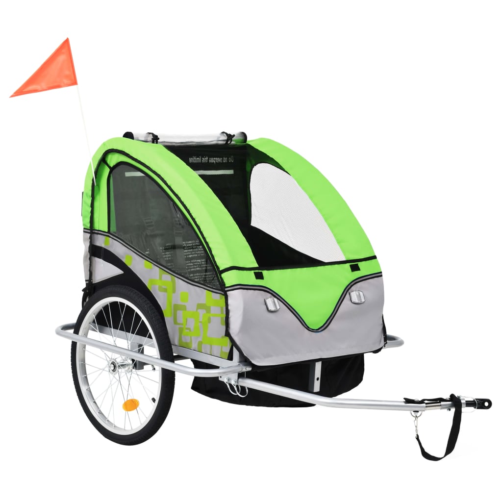 Vidaxl-Fahrradanhänger und Kinderwagen 2-in-1 grün und grau
