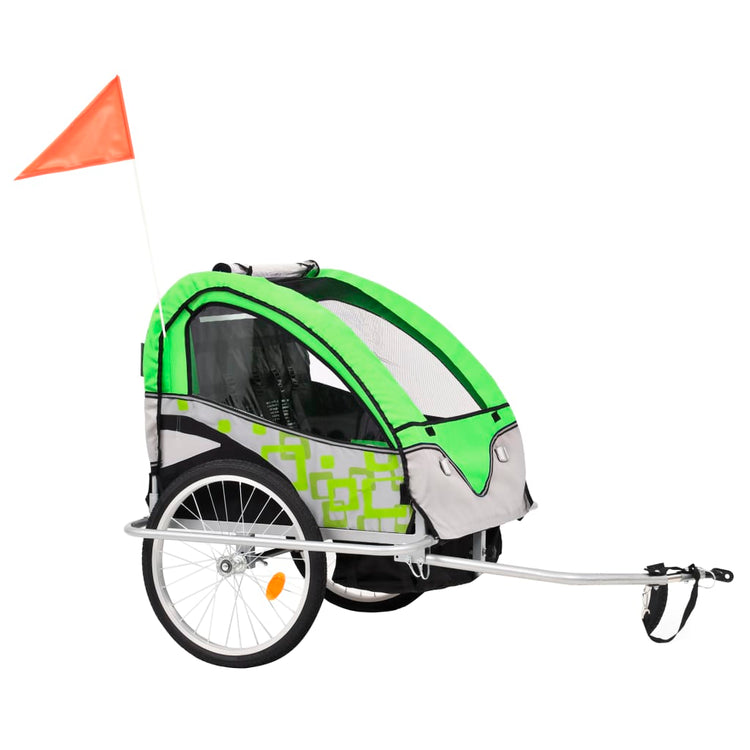 Vidaxl-Fahrradanhänger und Kinderwagen 2-in-1 grün und grau