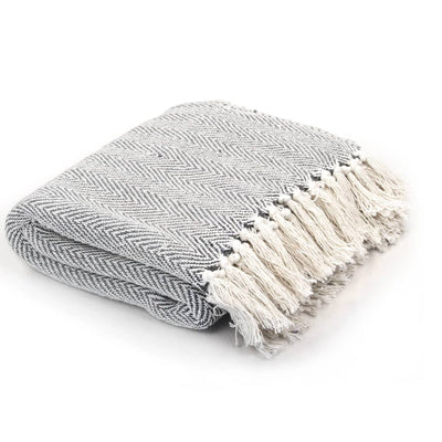 Vidaxl Plaid Fischgräten 125x150 cm Baumwollgrau
