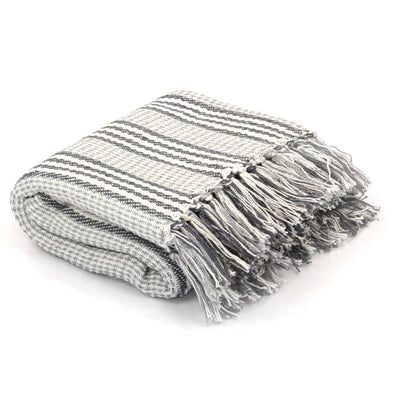 Vidaxl Plaid Streifen 220x250 cm Baumwollgrau und Weiß