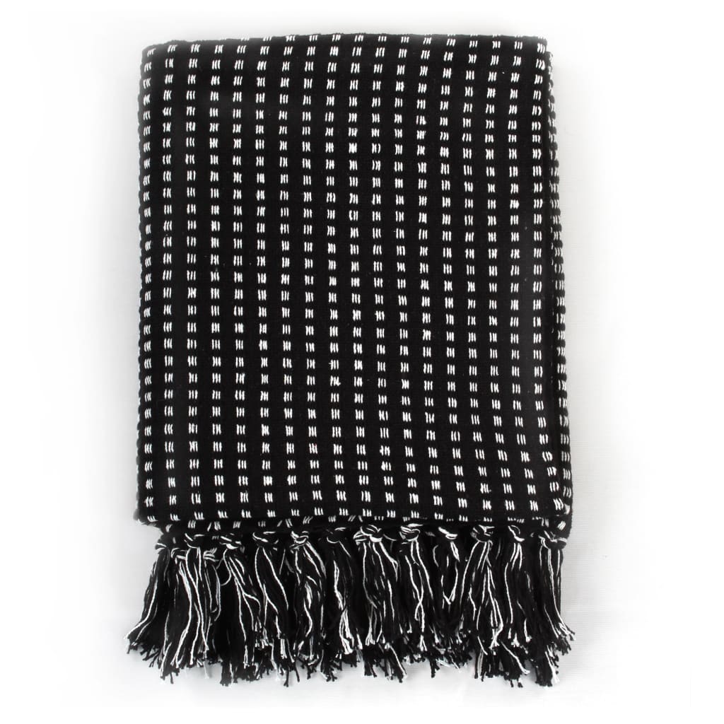 Vidaxl Plaid Quadrate 125x150 cm Baumwollschwarz
