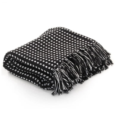 Vidaxl Plaid Quadrate 220x250 cm Baumwollschwarz
