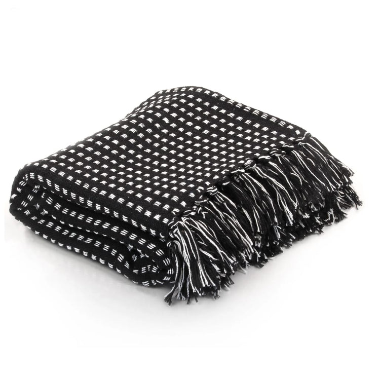 Vidaxl Plaid Quadrate 220x250 cm Baumwollschwarz