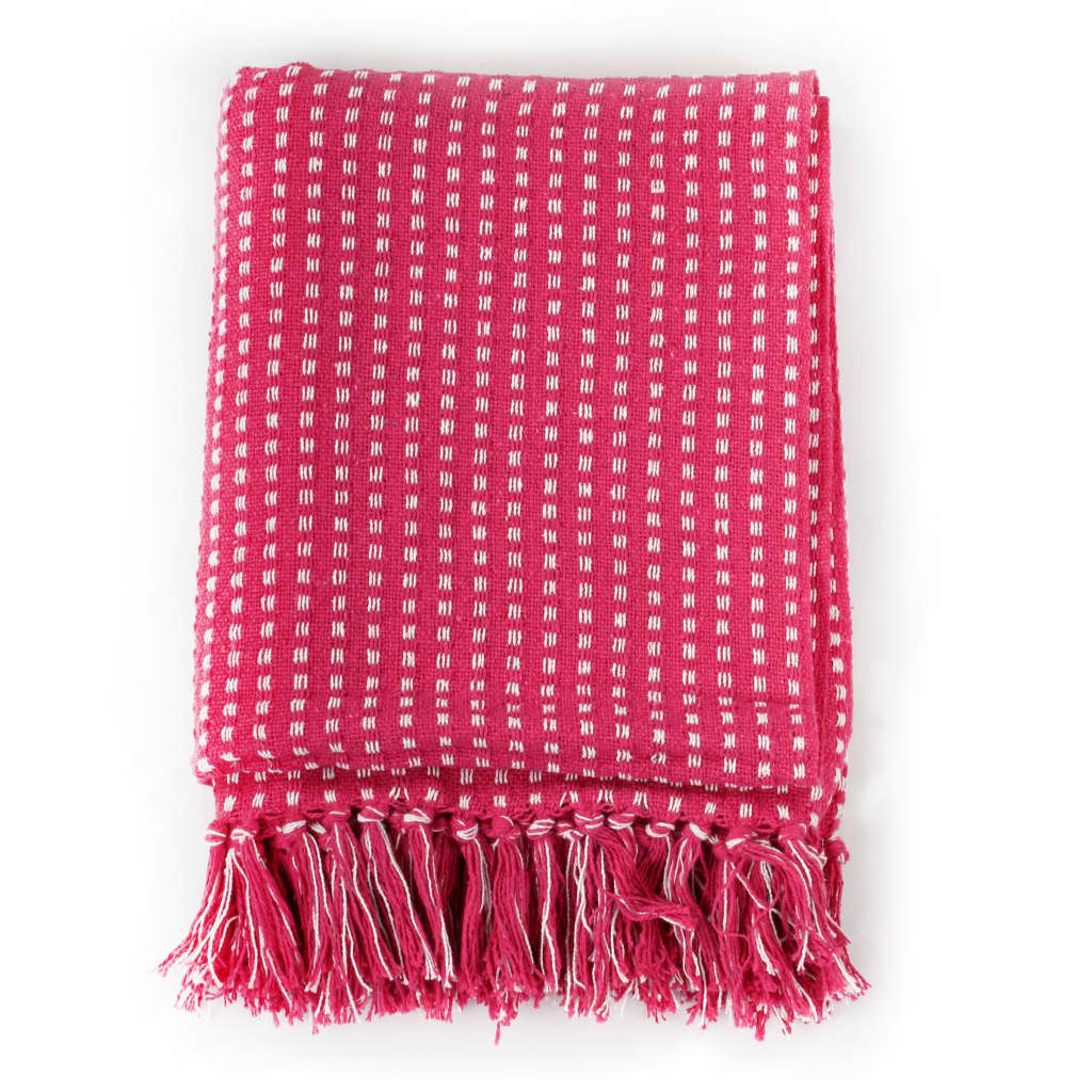 Vidaxl Plaid Quadrate 220x250 cm Baumwollrosa