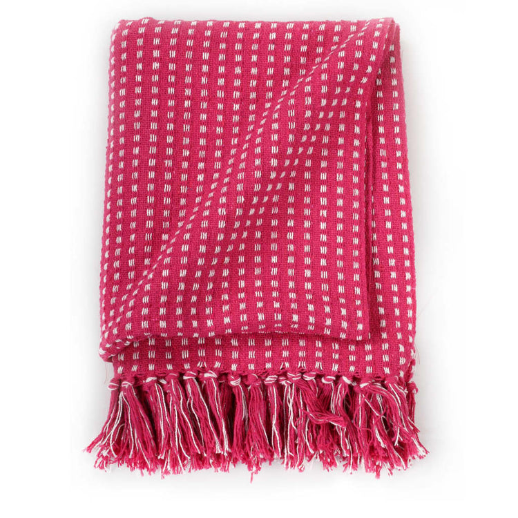 Vidaxl Plaid Quadrate 220x250 cm Baumwollrosa