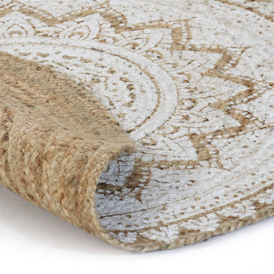 Vidaxl -Teppich mit dem Druck um 150 cm geflochtene Jute