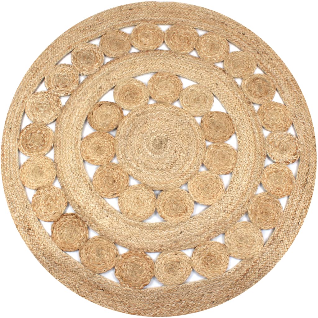 Vidaxl Teppich mit Design um 120 cm geflochtene Jute