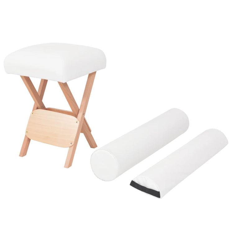 Vidaxl -Massagehock mit 12 cm dicker Sitz und 2 Bolstern, die weiß falten