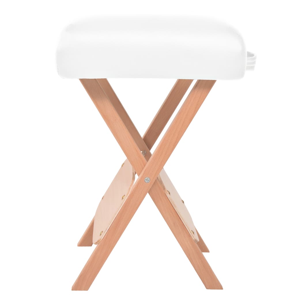 Vidaxl -Massagehock mit 12 cm dicker Sitz und 2 Bolstern, die weiß falten