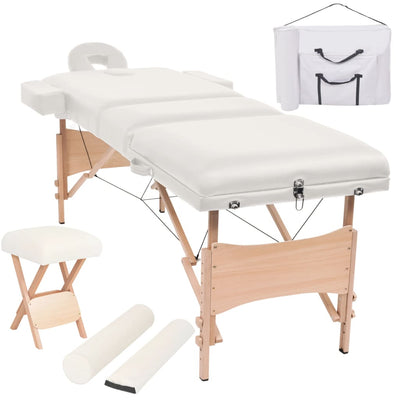 Vidaxl Massage Tabletten Kurbel falten 3 Zonen 10 cm dickes Weiß