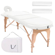 VIDAXL -Massage -Tabelle zusammenklappbar 4 cm dick mit 2 Bolstern ovales Weiß - afbeelding 1