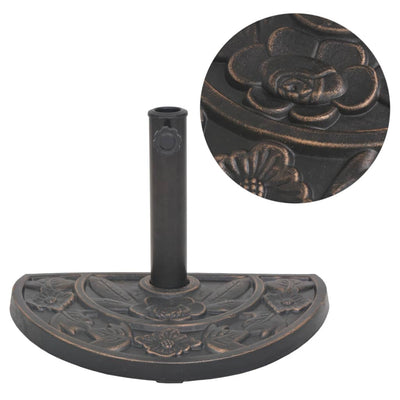 Vidaxl Parasol -Fuß halbe Runde 9 kg Harz Bronzefarbe