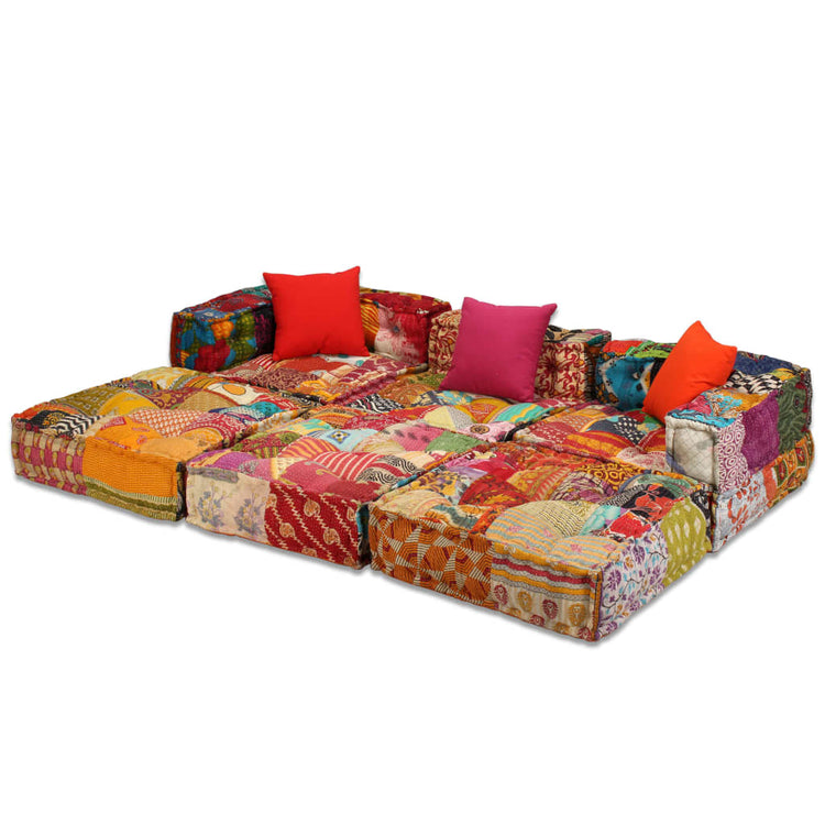 Vidaxl Pouf Three -Eater Modular Fabric Patchwork