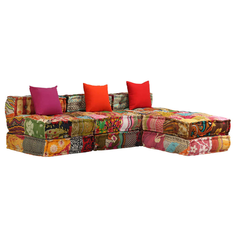 Vidaxl Pouf Three -Eater Modular Fabric Patchwork