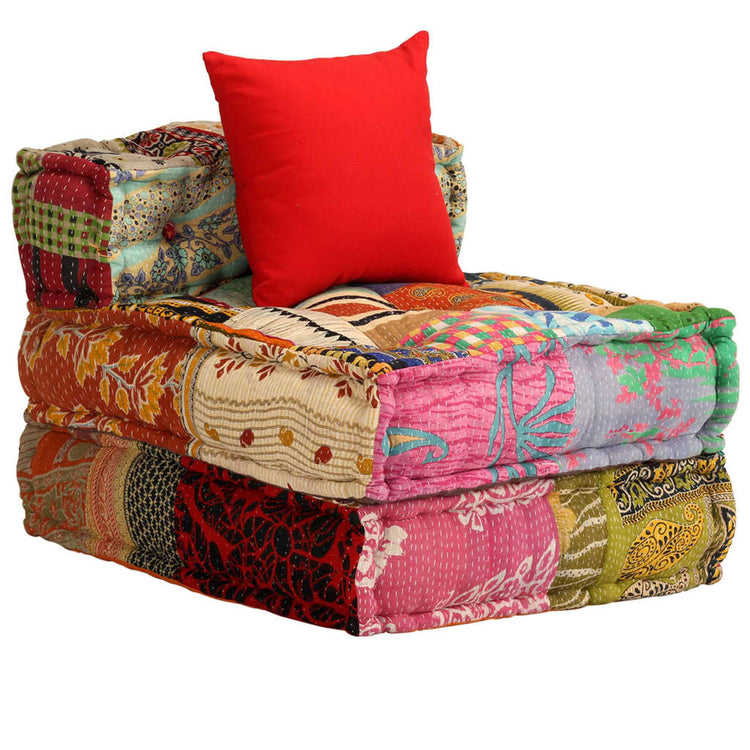 Vidaxl Pouf Three -Eater Modular Fabric Patchwork