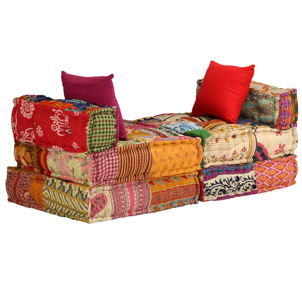 Vidaxl Pouf Three -Eater Modular Fabric Patchwork