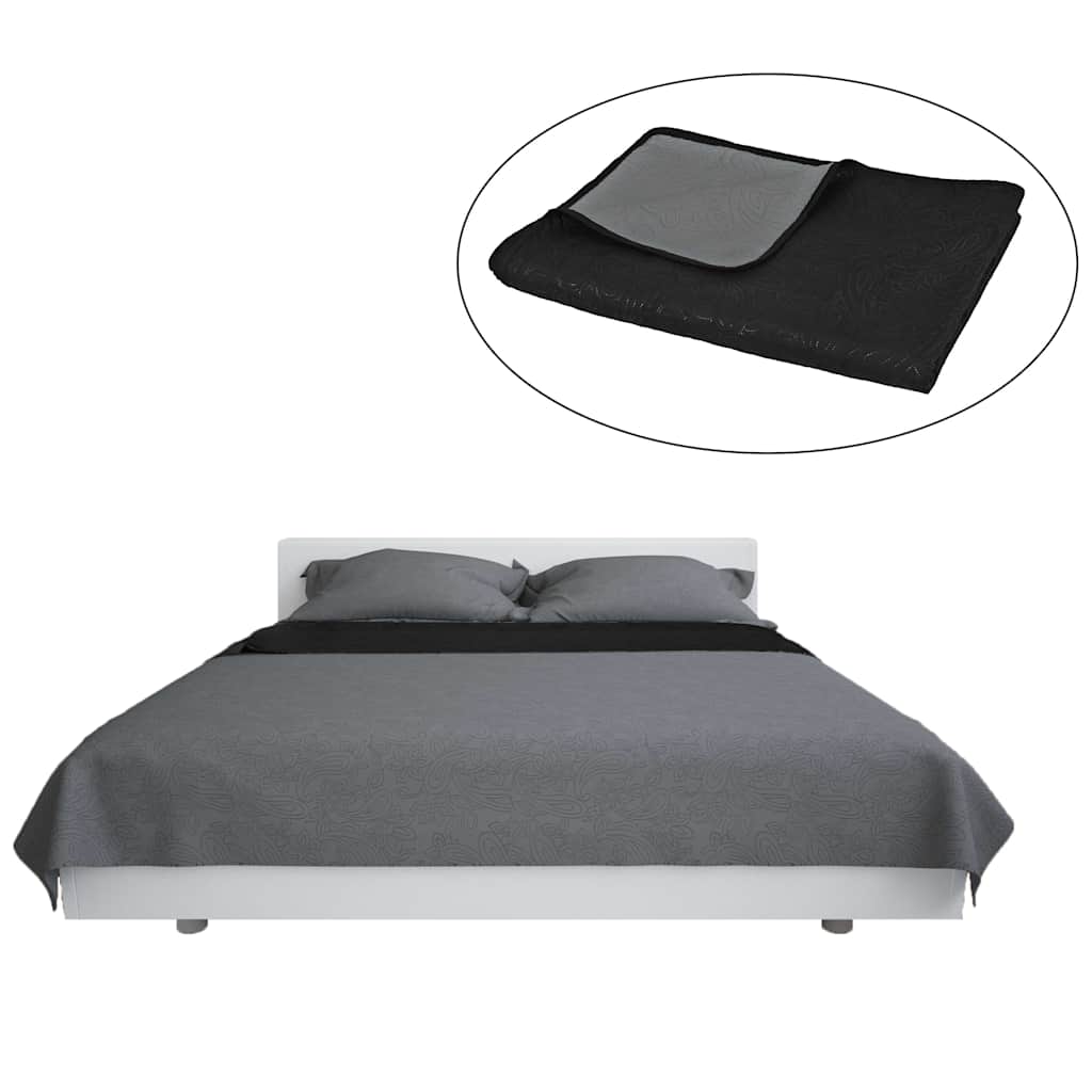 VIDAXL BETSPREAD DOPLET 230X260 CM Quilt Grau und Schwarz
