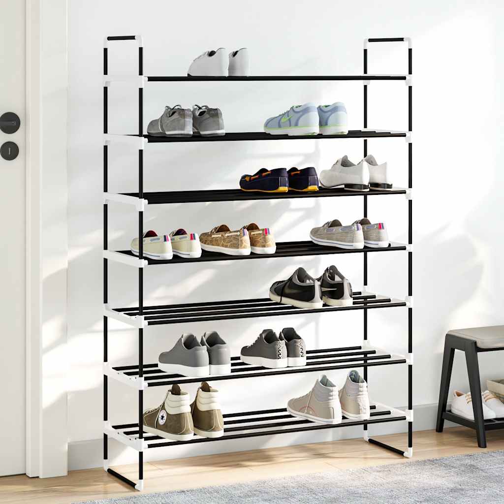 Vidaxl -Schuhregal mit 7 Regalen aus Metall und Plastikschwarz