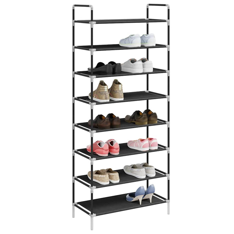 Vidaxl -Schuhregal mit 8 Regalen aus Metall und unbedecktem Stoff schwarz