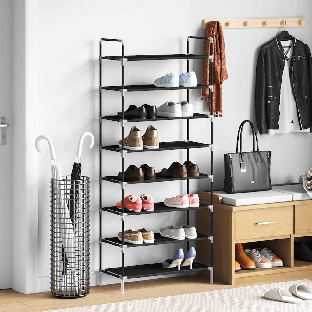 Vidaxl -Schuhregal mit 8 Regalen aus Metall und unbedecktem Stoff schwarz