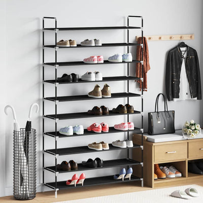 Vidaxl -Schuhregal mit 10 Regalen aus Metall und unbedecktem Stoff schwarz