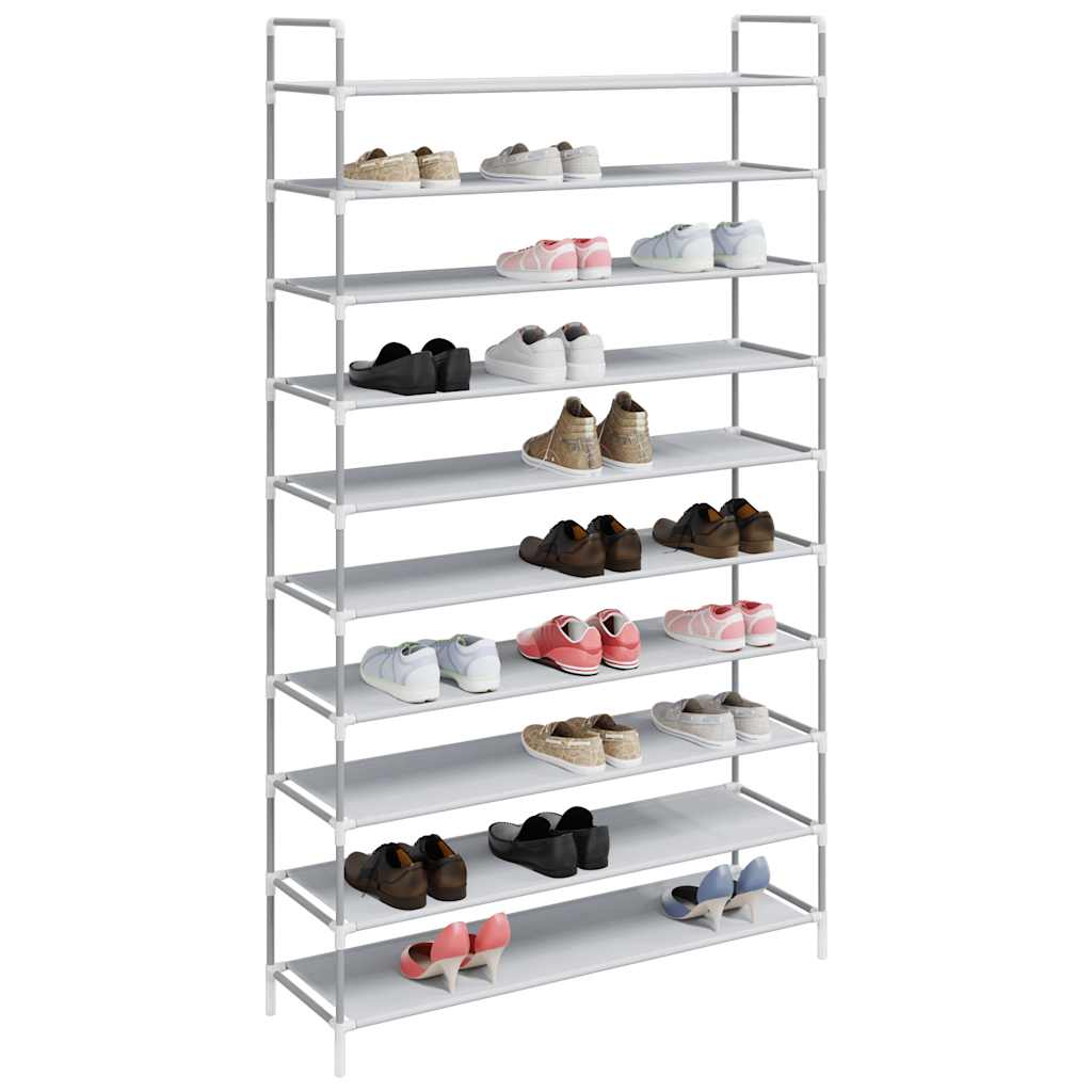 Vidaxl -Schuhregal mit 10 Regalen aus Metall- und Nicht -Stoff -Silberfarbe