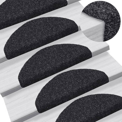 Vidaxl Treppenmatten Selbstadhäsiv 65x21x4 cm Nadel sich schwarz 15 STs gefühlt