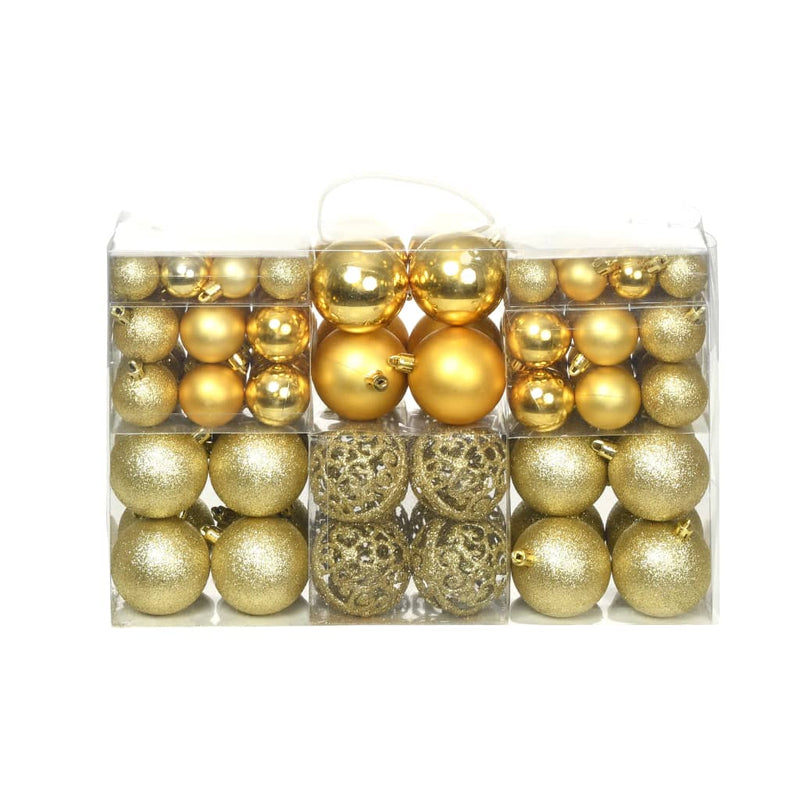 Vidaxl 100-teiliger Weihnachtskugel Set 3 4 6 cm Goldfarbe